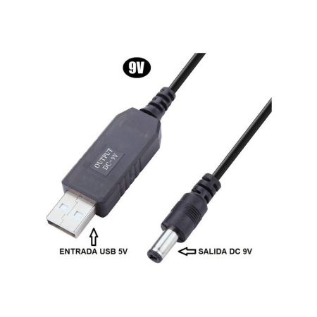 CABLE DE CORRIENTE USB 5V A PLUG DC 9V