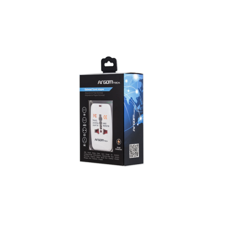 ADAPTADOR DE CORRIENTE UNIVERSAL TRAVEL BLANCO ARG